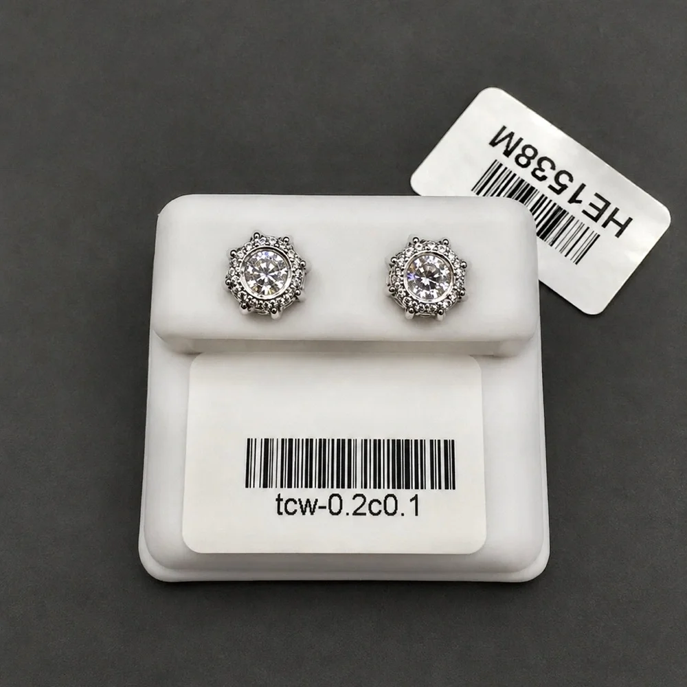 925 Sterling Silver 1.16CT MOISSANITE Halo Stud Screw Back Earrings